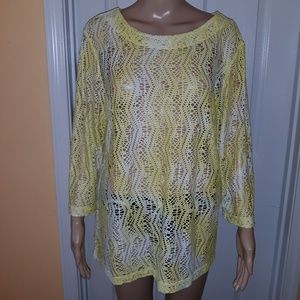 Breezy crocheted yellow and white tunic